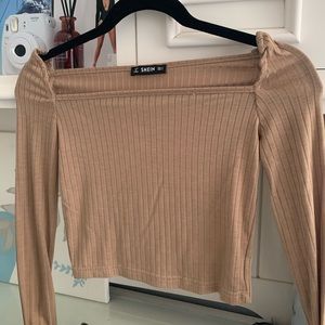 Tan square neck crop top